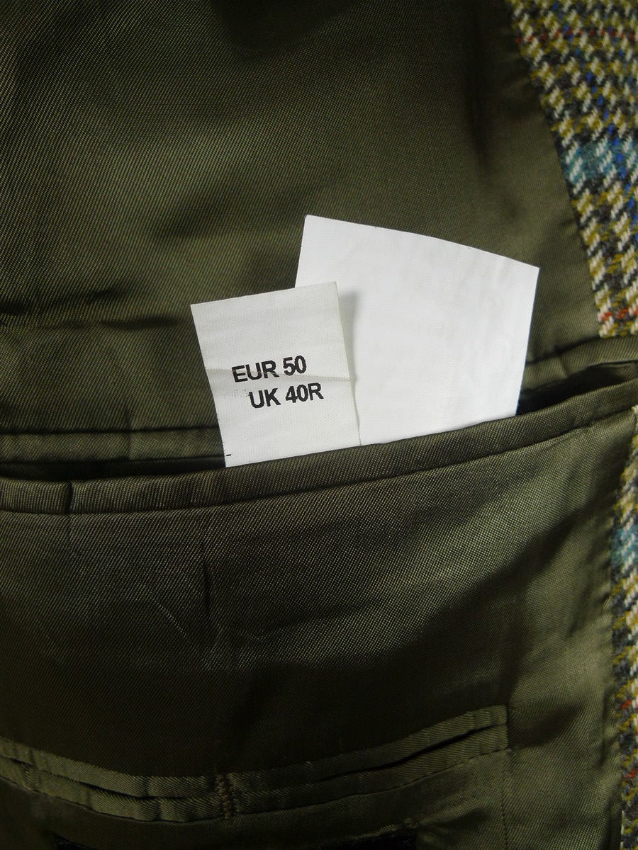 25/1009 near immaculate daks jermyn street green gun check wool tweed half norfolk style sports jacket blazer 40 regular
