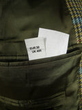 25/1009 near immaculate daks jermyn street green gun check wool tweed half norfolk style sports jacket blazer 40 regular