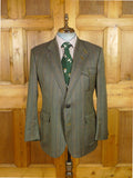 25/1010 daks jermyn street green gun check wool tweed half norfolk style sports jacket w/ suede trims 44 short