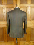 25/1010 daks jermyn street green gun check wool tweed half norfolk style sports jacket w/ suede trims 44 short