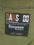 25/1010 daks jermyn street green gun check wool tweed half norfolk style sports jacket w/ suede trims 44 short