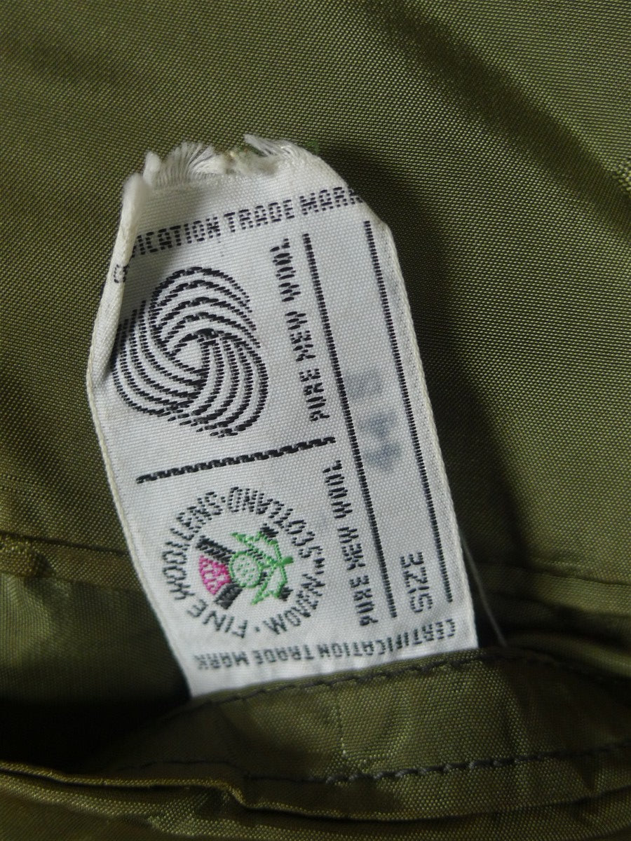 25/1010 daks jermyn street green gun check wool tweed half norfolk style sports jacket w/ suede trims 44 short