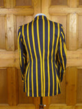 25/1011 vintage 1950s 1960s simpson piccadilly blue / yellow stripe boating blazer jacket 35 regular to long