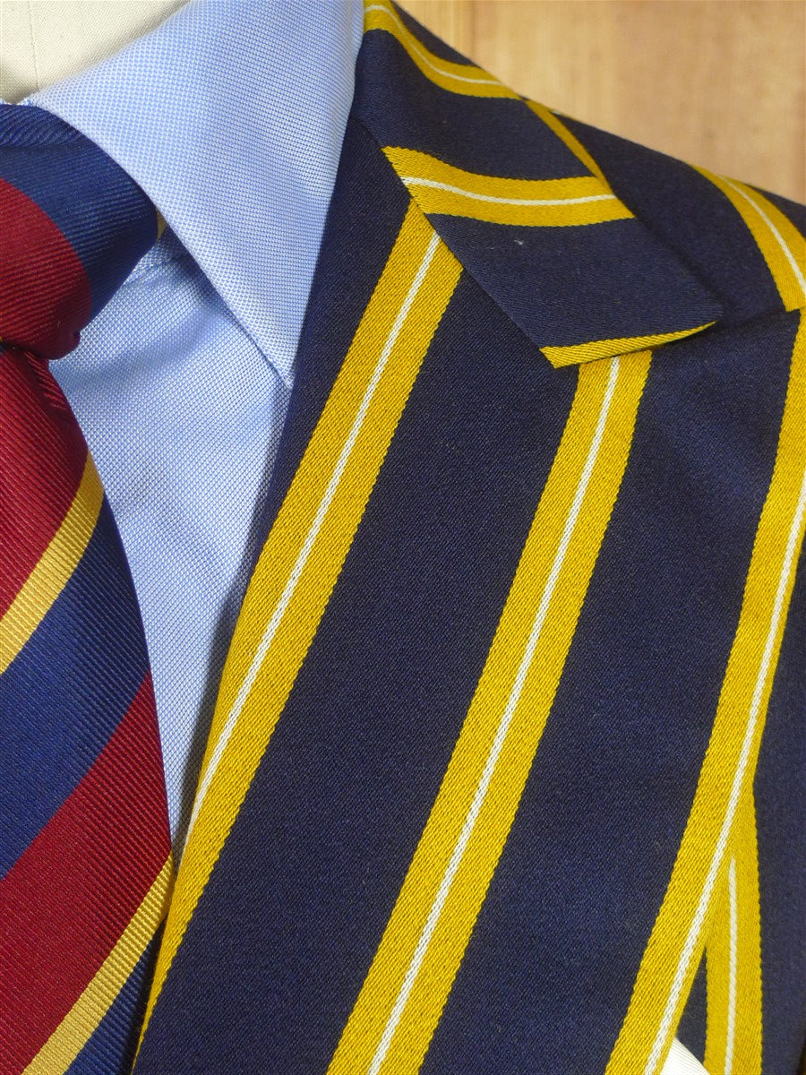 25/1011 vintage 1950s 1960s simpson piccadilly blue / yellow stripe boating blazer jacket 35 regular to long