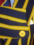 25/1011 vintage 1950s 1960s simpson piccadilly blue / yellow stripe boating blazer jacket 35 regular to long