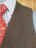25/1022 beautiful vintage 1962 savile row bespoke green / red wp check thornproof twist trouser & waistcoat 38 regular to long