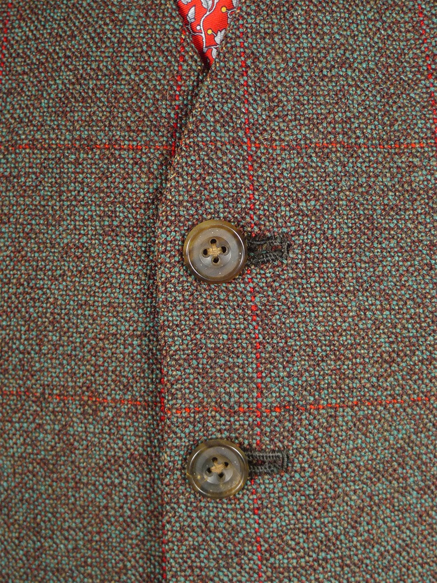 25/1022 beautiful vintage 1962 savile row bespoke green / red wp check thornproof twist trouser & waistcoat 38 regular to long