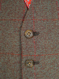 25/1022 beautiful vintage 1962 savile row bespoke green / red wp check thornproof twist trouser & waistcoat 38 regular to long