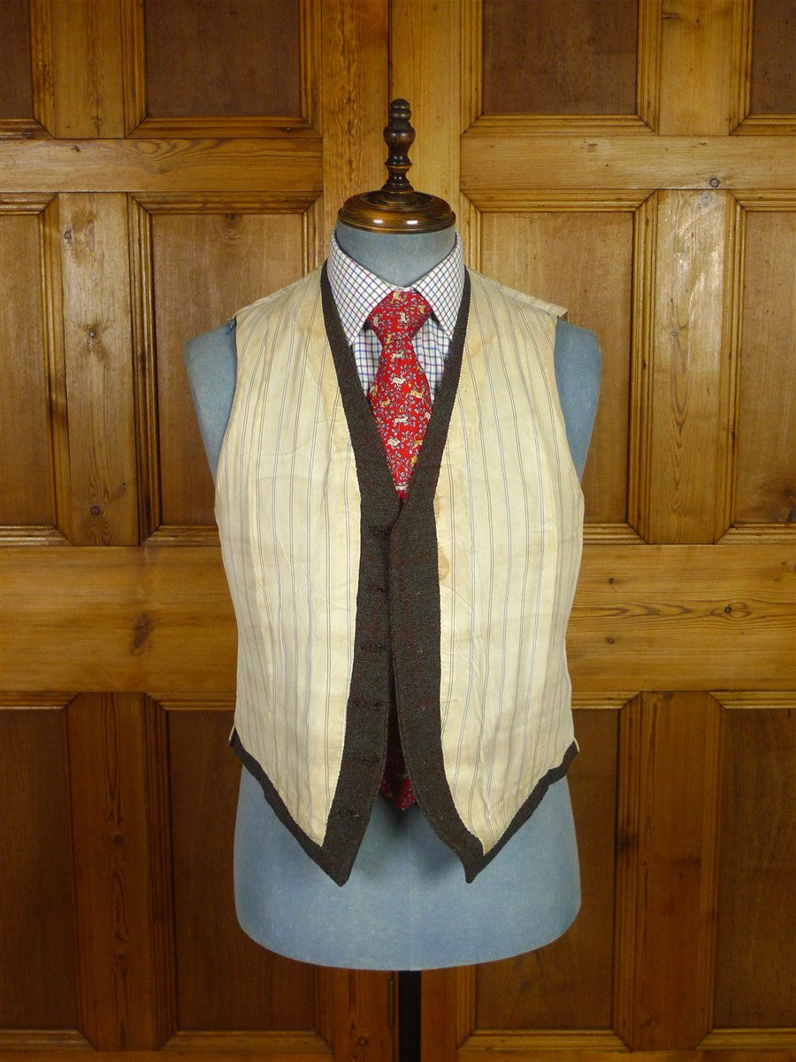 25/1022 beautiful vintage 1962 savile row bespoke green / red wp check thornproof twist trouser & waistcoat 38 regular to long