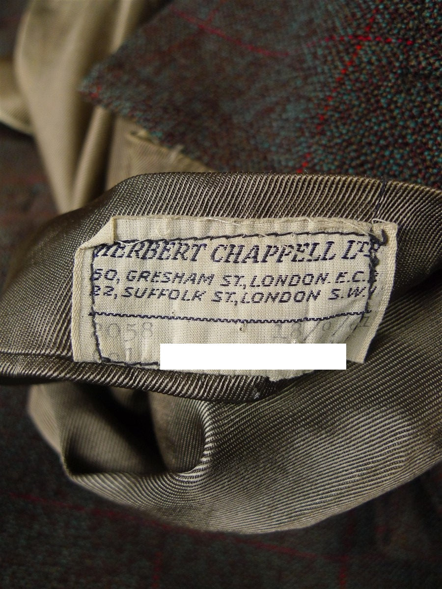 25/1022 beautiful vintage 1962 savile row bespoke green / red wp check thornproof twist trouser & waistcoat 38 regular to long