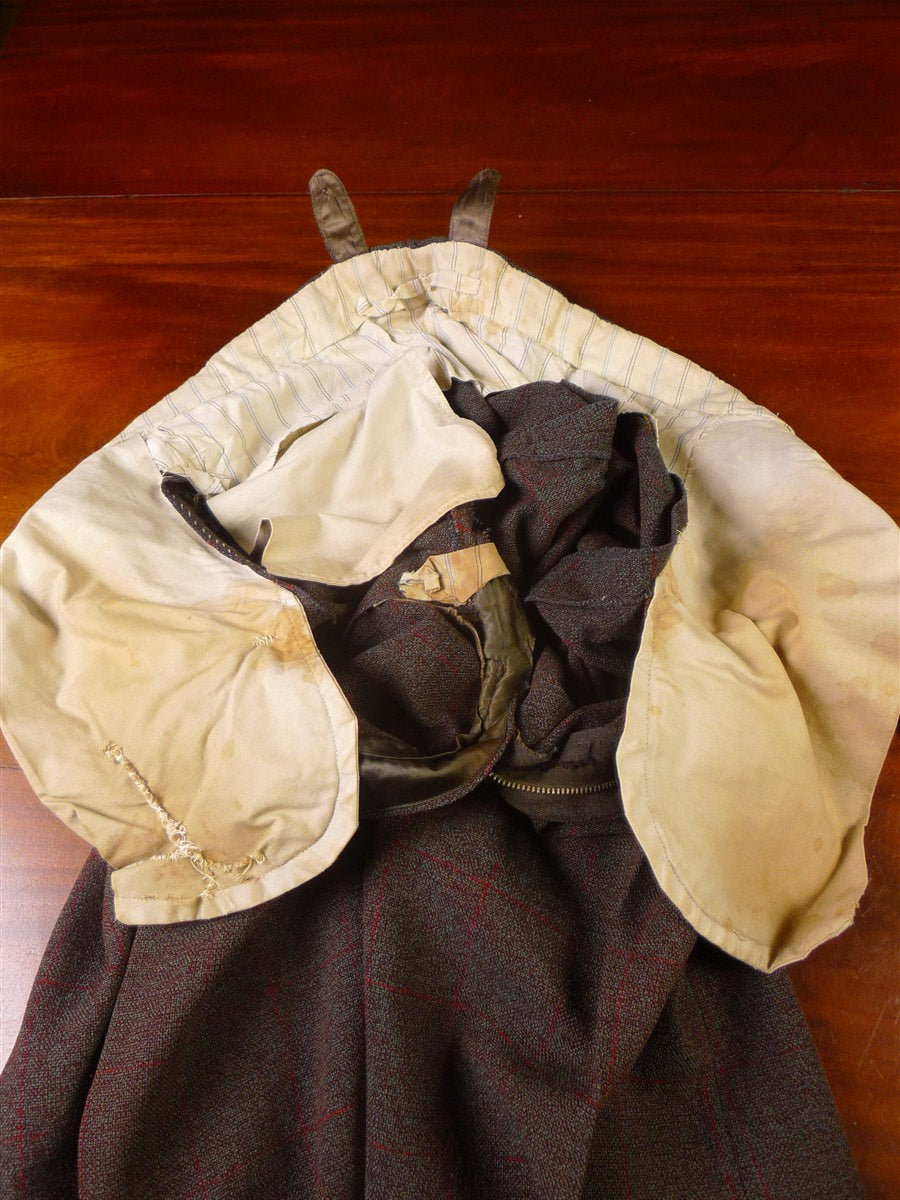 25/1022 beautiful vintage 1962 savile row bespoke green / red wp check thornproof twist trouser & waistcoat 38 regular to long