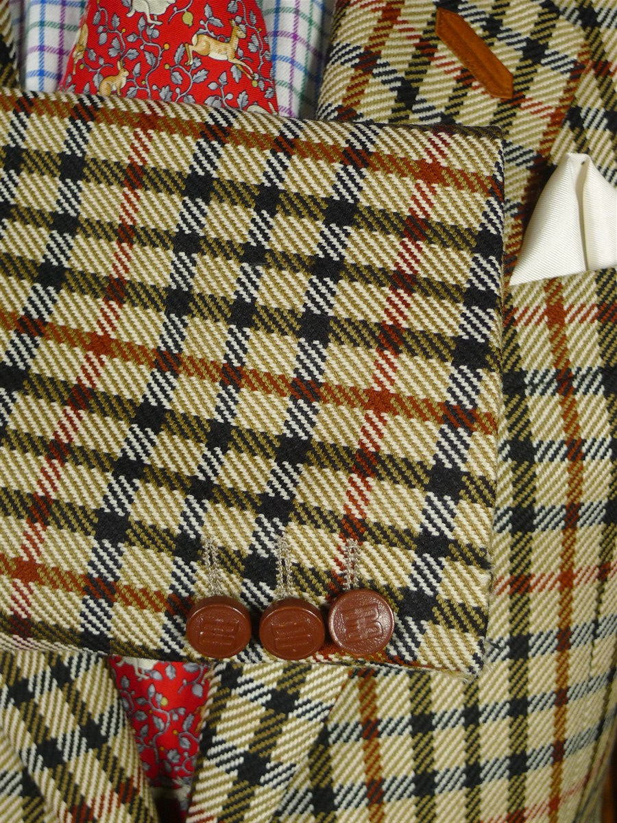 25/1033 immaculate daks house check wool sports jacket blazer w/ suede trims 38-39 regular