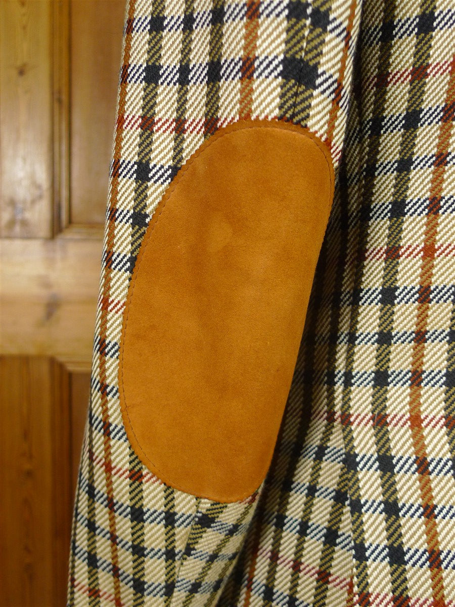 25/1033 immaculate daks house check wool sports jacket blazer w/ suede trims 38-39 regular