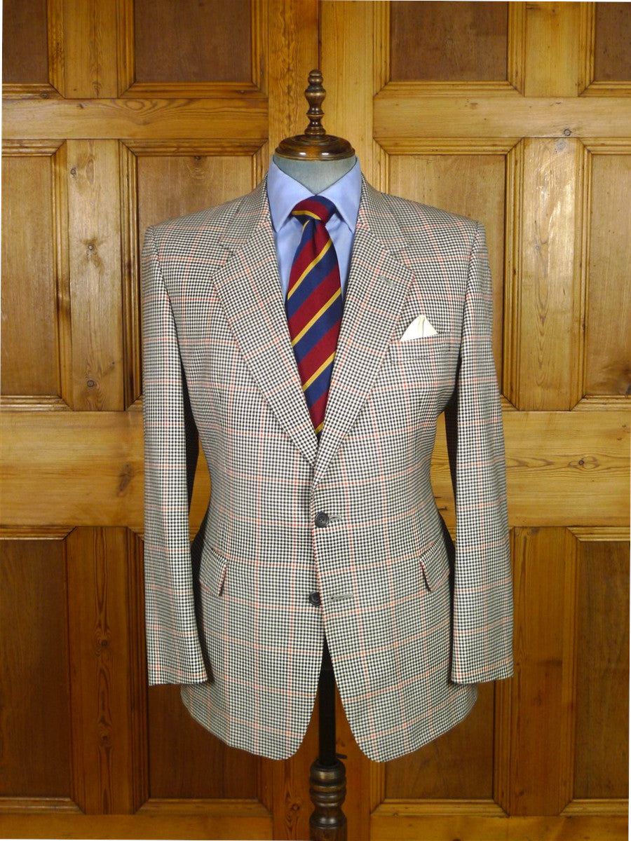 25/1034 immaculate vintage daks gun check wool & 20% silk sports jacket blazer 43-44 regular