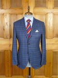 25/1035 immaculate daks london blue graph check virgin wool & 55% silk sports jacket blazer 36-37 regular