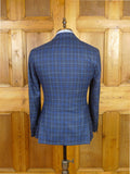 25/1035 immaculate daks london blue graph check virgin wool & 55% silk sports jacket blazer 36-37 regular