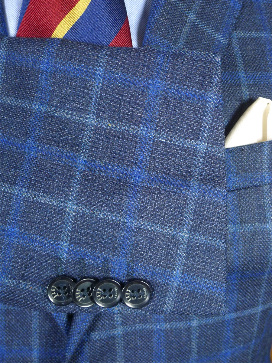 25/1035 immaculate daks london blue graph check virgin wool & 55% silk sports jacket blazer 36-37 regular