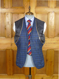 25/1035 immaculate daks london blue graph check virgin wool & 55% silk sports jacket blazer 36-37 regular
