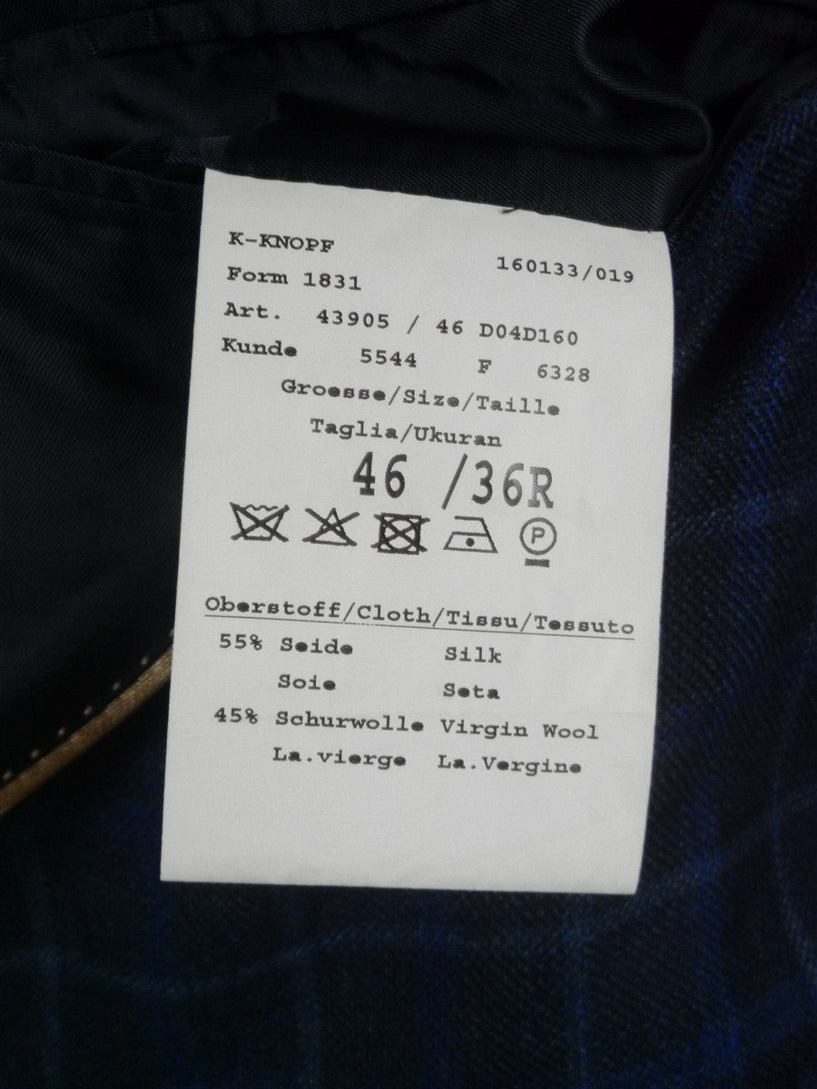 25/1035 immaculate daks london blue graph check virgin wool & 55% silk sports jacket blazer 36-37 regular