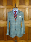 25/1036 immaculate daks london teal green check 60% linen & virgin wool sports jacket blazer 38-39 short