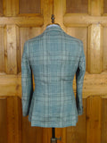 25/1036 immaculate daks london teal green check 60% linen & virgin wool sports jacket blazer 38-39 short
