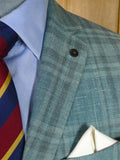 25/1036 immaculate daks london teal green check 60% linen & virgin wool sports jacket blazer 38-39 short