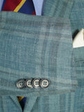 25/1036 immaculate daks london teal green check 60% linen & virgin wool sports jacket blazer 38-39 short