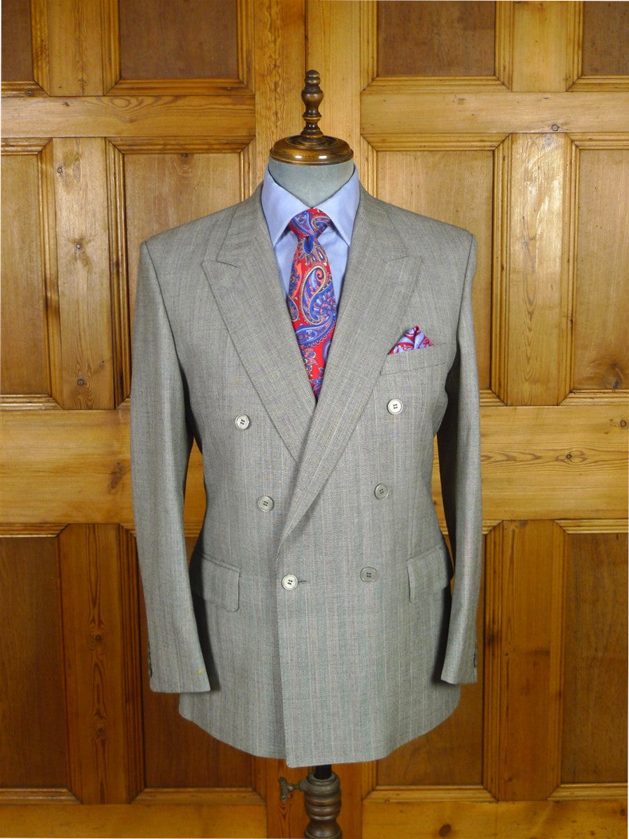 25/1039 wonderful immaculate vintage crombie grey mult-stripe d/b wool suit 39 regular