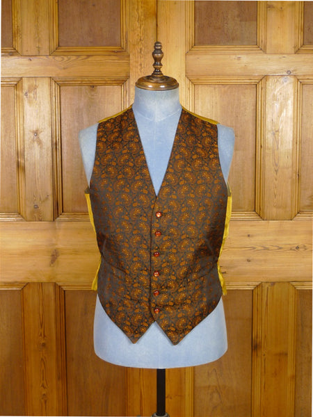 25/1040 fabulous vintage redmayne fancy brown bronze paisley silk waistcoat 42