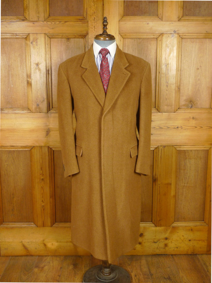 25/1038 stunning immaculate crombie angora cashmere & virgin wool camel coat overcoat 40-41