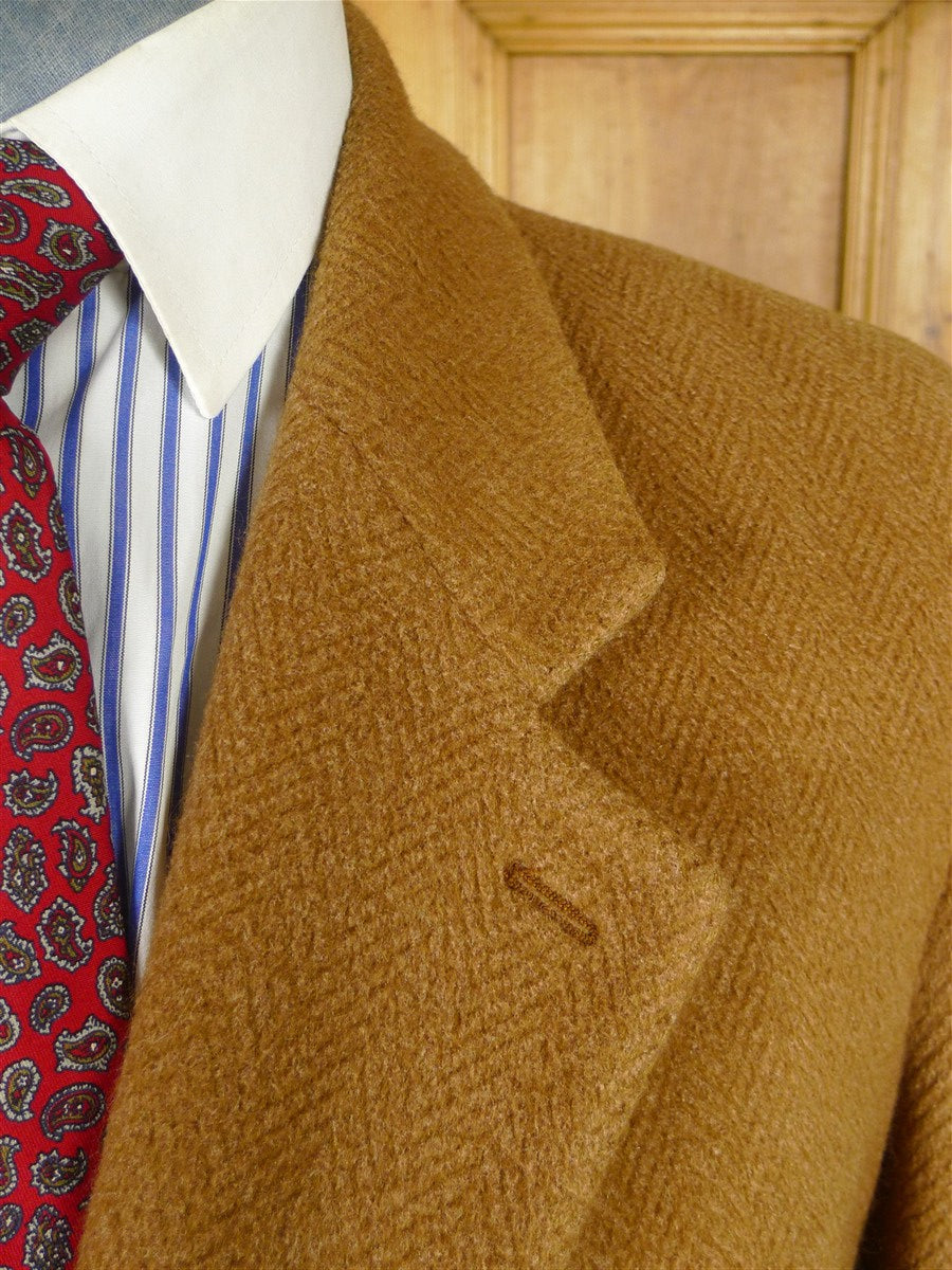 25/1038 stunning immaculate crombie angora cashmere & virgin wool camel coat overcoat 40-41
