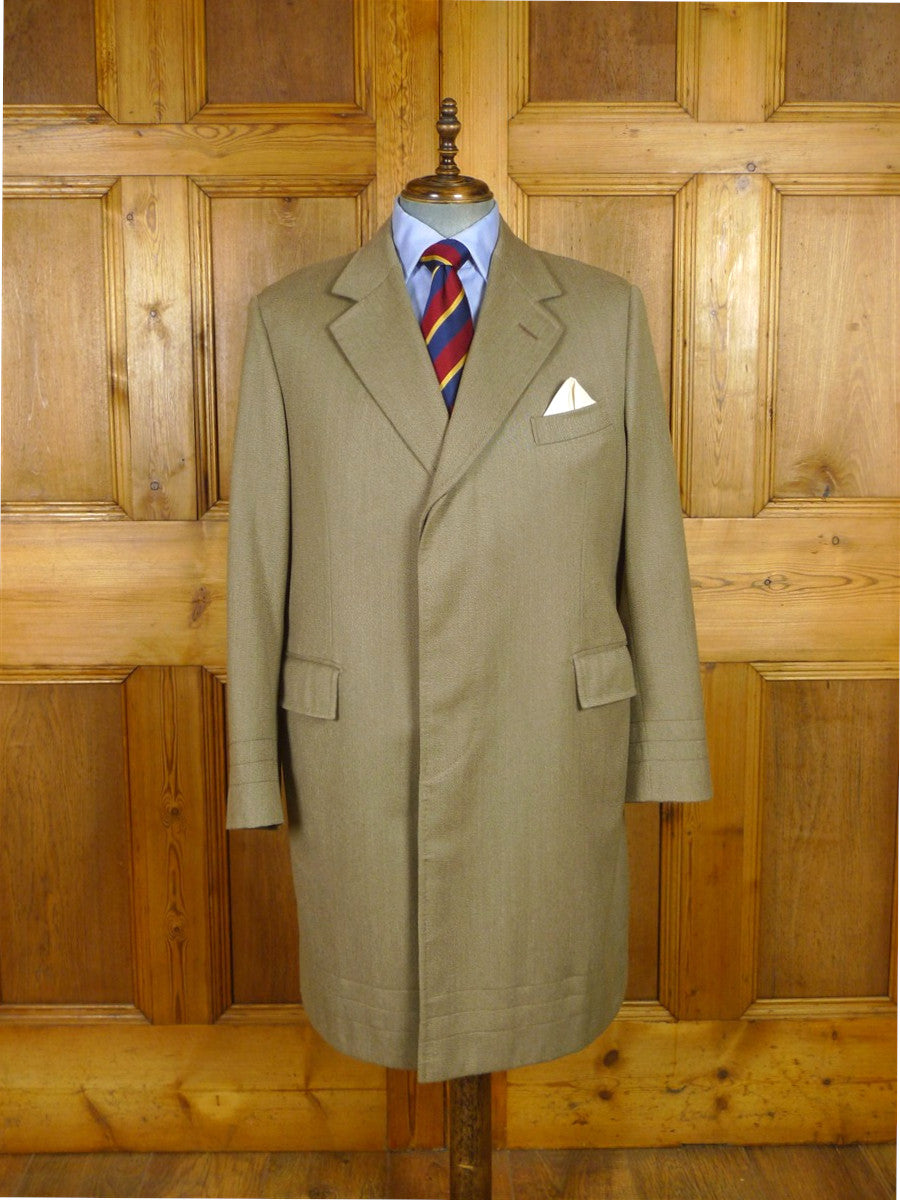 25/1049 immaculate 2008 savile row bespoke stone venetian wool covert coat overcoat 44-45