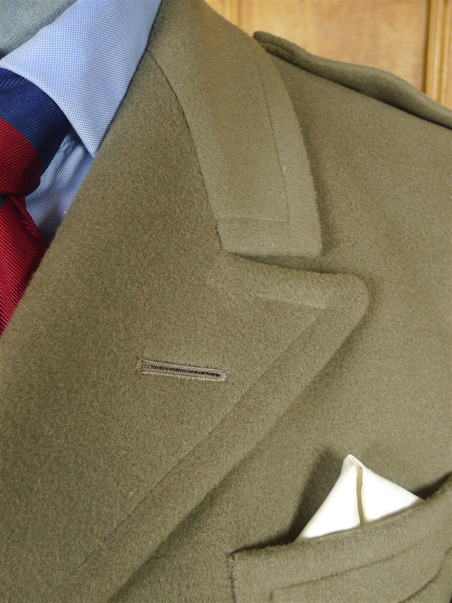 25/1051 immaculate vintage crombie melton wool british warm overcoat w/ leather buttons 38-40
