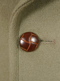 25/1051 immaculate vintage crombie melton wool british warm overcoat w/ leather buttons 38-40