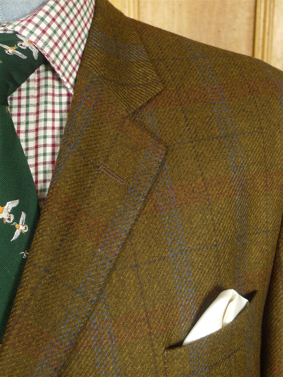 25/1048 immaculate daks brown wp check tweed sports jacket blazer 46-47 long