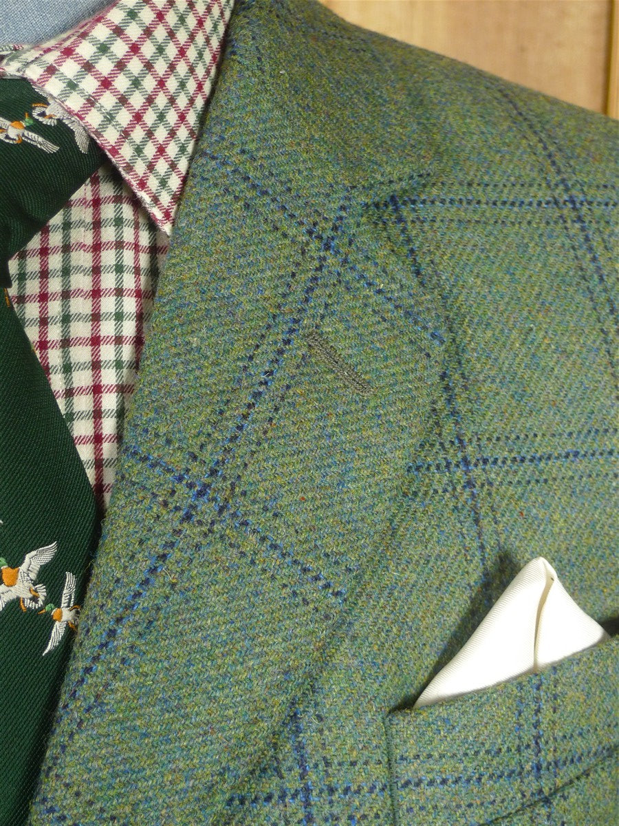 25/1046 immaculate redmayne green wp check tweed jacket w/ horn buttons 40 regular to long