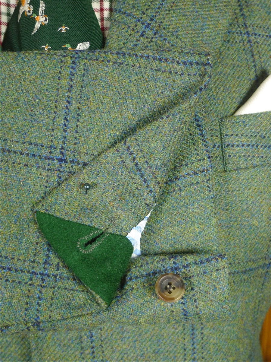 25/1046 immaculate redmayne green wp check tweed jacket w/ horn buttons 40 regular to long