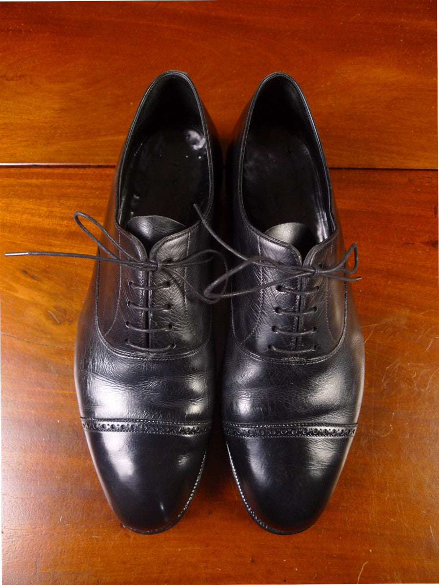 25/0736 vintage john lobb black calf leather oxford brogue trim shoe uk 10