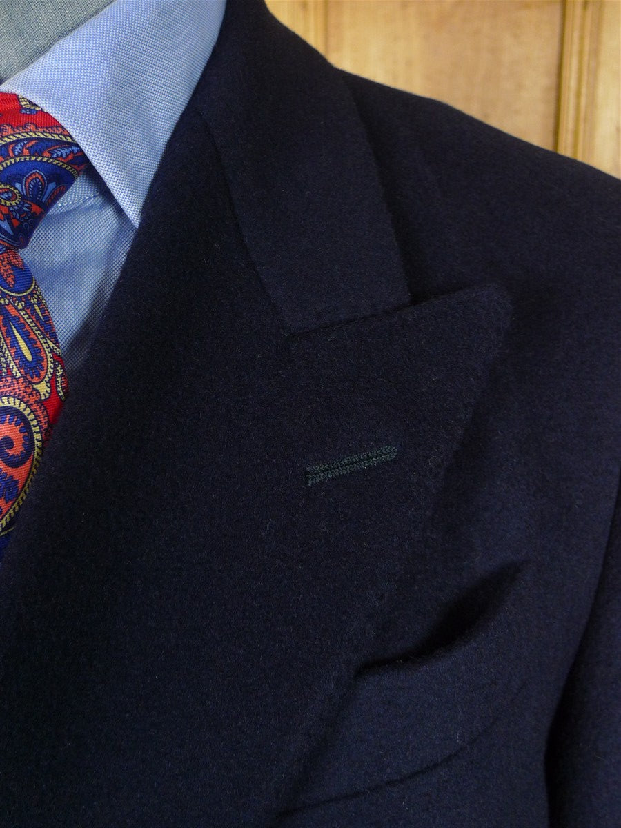 25/1054 immaculate vintage austin reed navy blue double breasted full-length wool overcoat 40 regular