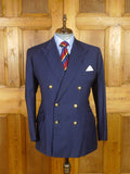 25/1047 vintage bespoke tailored navy blue wool & mohair d/b blazer w/ services buttons 42 regular