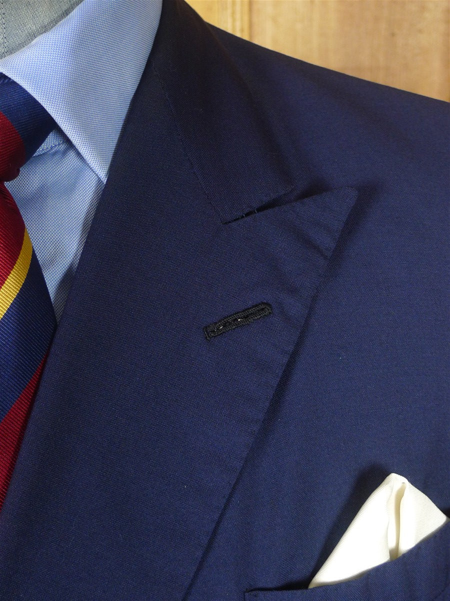 25/1047 vintage bespoke tailored navy blue wool & mohair d/b blazer w/ services buttons 42 regular