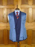 25/1047 vintage bespoke tailored navy blue wool & mohair d/b blazer w/ services buttons 42 regular