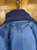 25/1047 vintage bespoke tailored navy blue wool & mohair d/b blazer w/ services buttons 42 regular