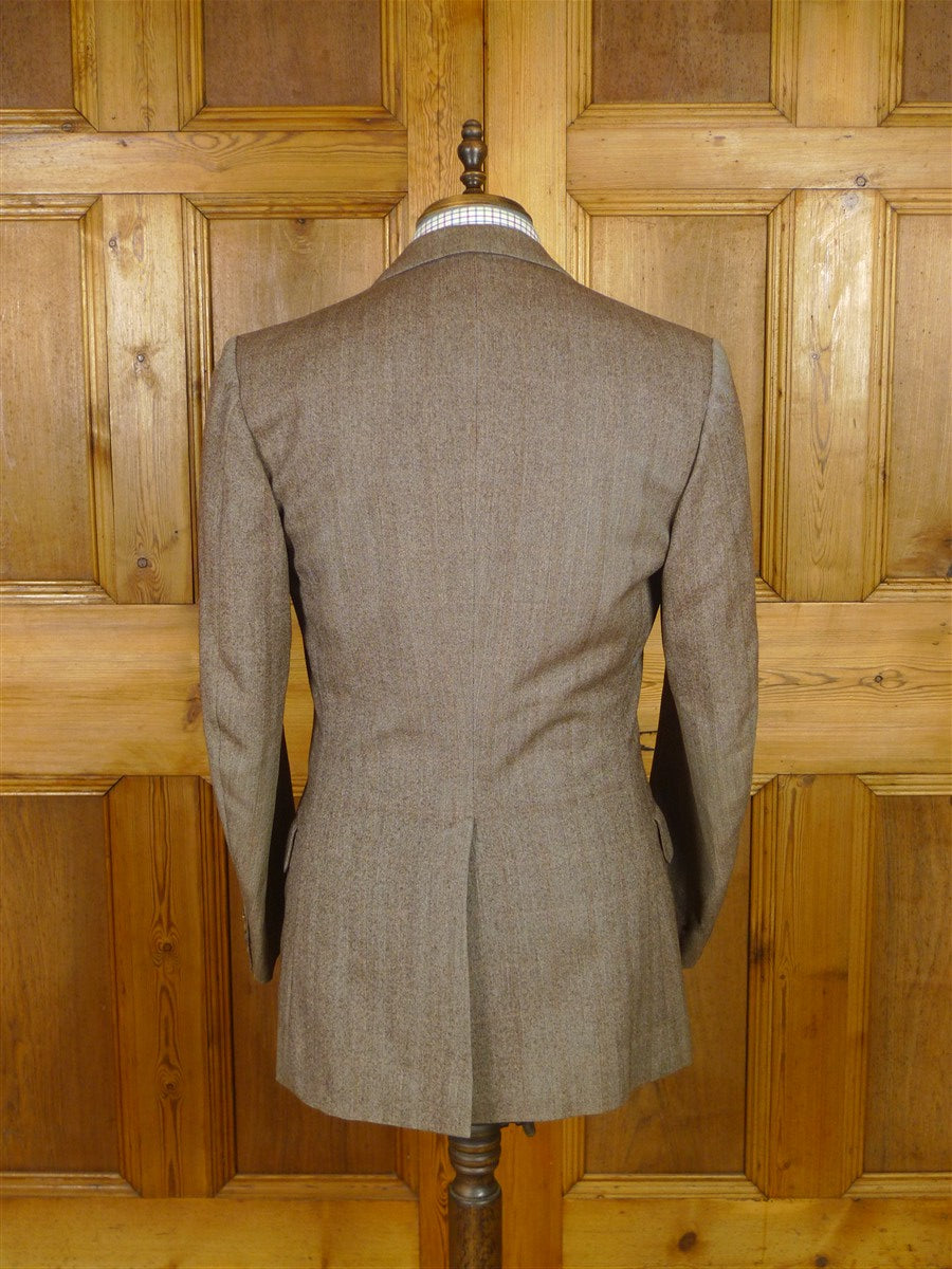 25/1055 fabulous 1958 huntsman & sons savile row bespoke brown wp check 3-piece worsted twill suit 38-39 long