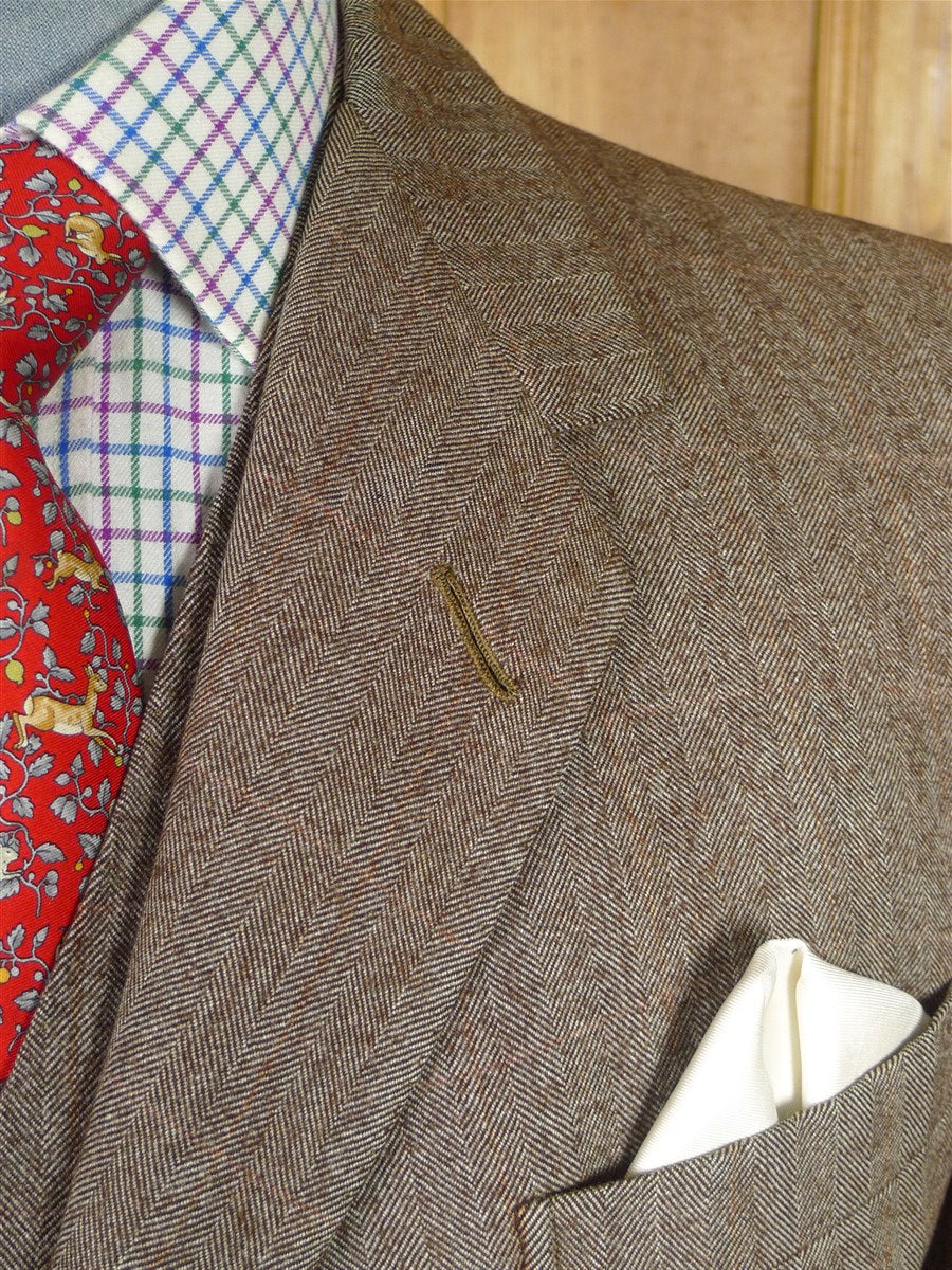 25/1055 fabulous 1958 huntsman & sons savile row bespoke brown wp check 3-piece worsted twill suit 38-39 long