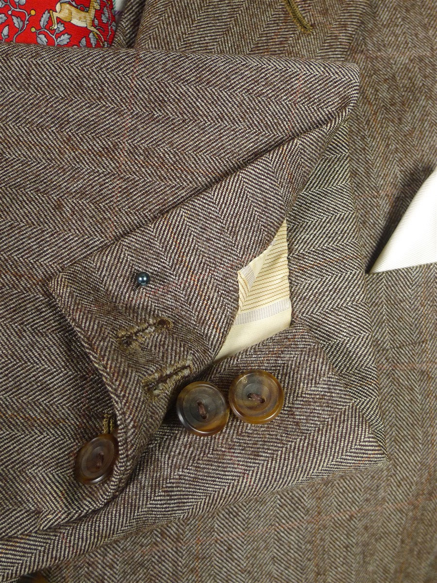 25/1055 fabulous 1958 huntsman & sons savile row bespoke brown wp check 3-piece worsted twill suit 38-39 long