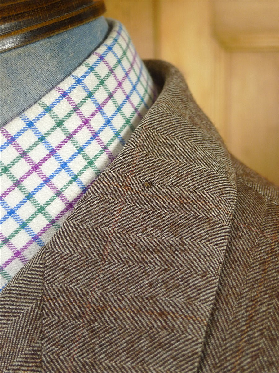25/1055 fabulous 1958 huntsman & sons savile row bespoke brown wp check 3-piece worsted twill suit 38-39 long