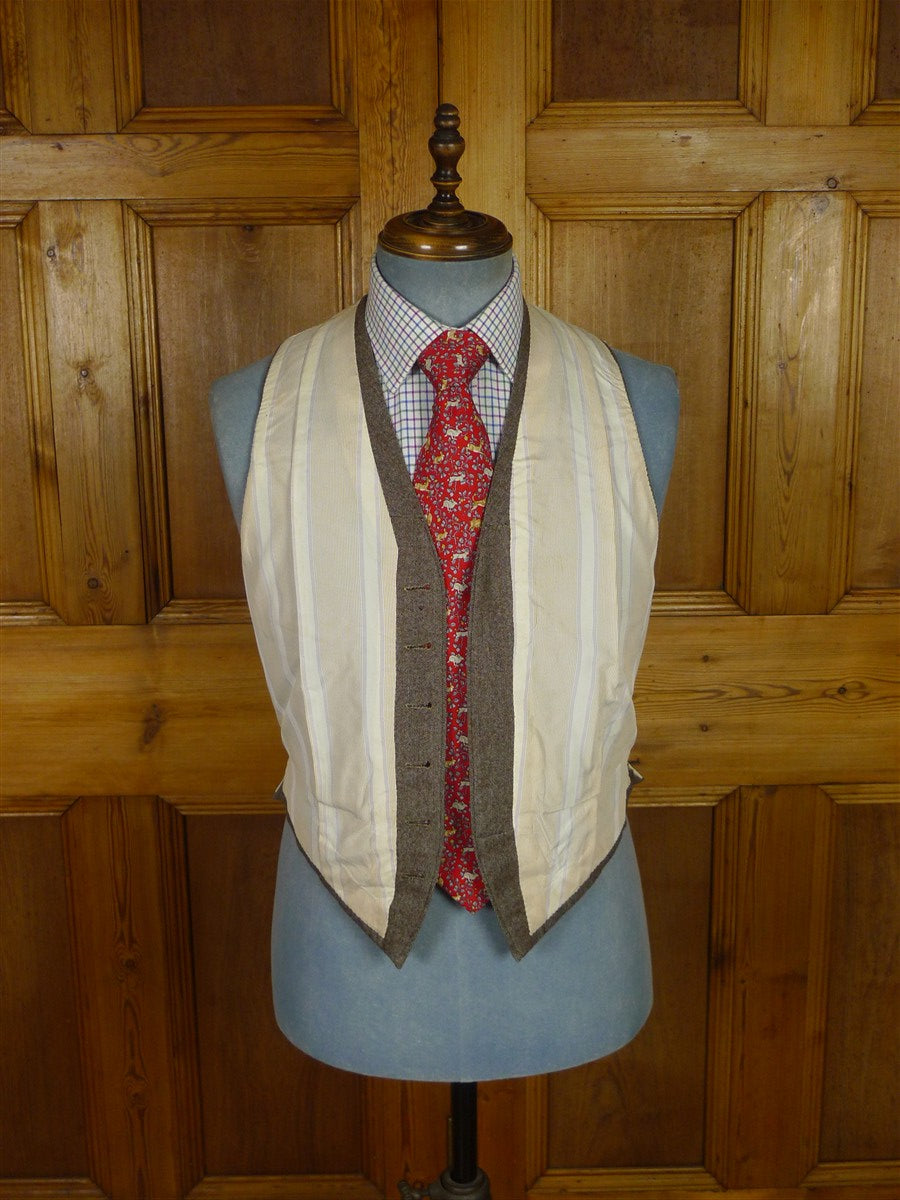 25/1055 fabulous 1958 huntsman & sons savile row bespoke brown wp check 3-piece worsted twill suit 38-39 long