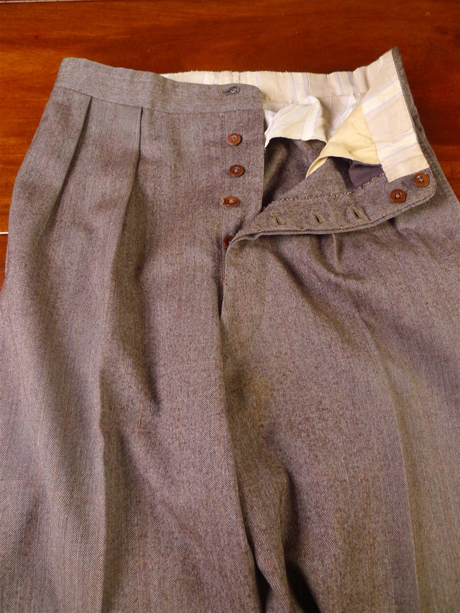 25/1055 fabulous 1958 huntsman & sons savile row bespoke brown wp check 3-piece worsted twill suit 38-39 long