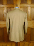 25/1056 dege & skinner 2009 savile row bespoke tan beige worsted suit w/ horn buttons 45 regular to long